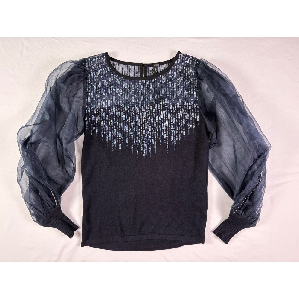 NWT Blank London Bectonesa Knit Top XS Sequin Sheer Puff Sleeve Formal Party - Picture 7 of 8